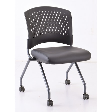 Officesource Perch Collection Armless Nesting Chair with Casters, Titanium Frame OSSN6952PBK